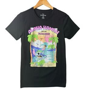 Disney LILO and Stitch T-Shirt Women’s Sz Small Black Graphic Casual Hawaiian